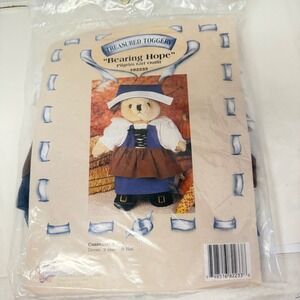 Treasured Bearing Hope Pilgrim Girl Outfit Plush Accessory Blue Brown 4pc